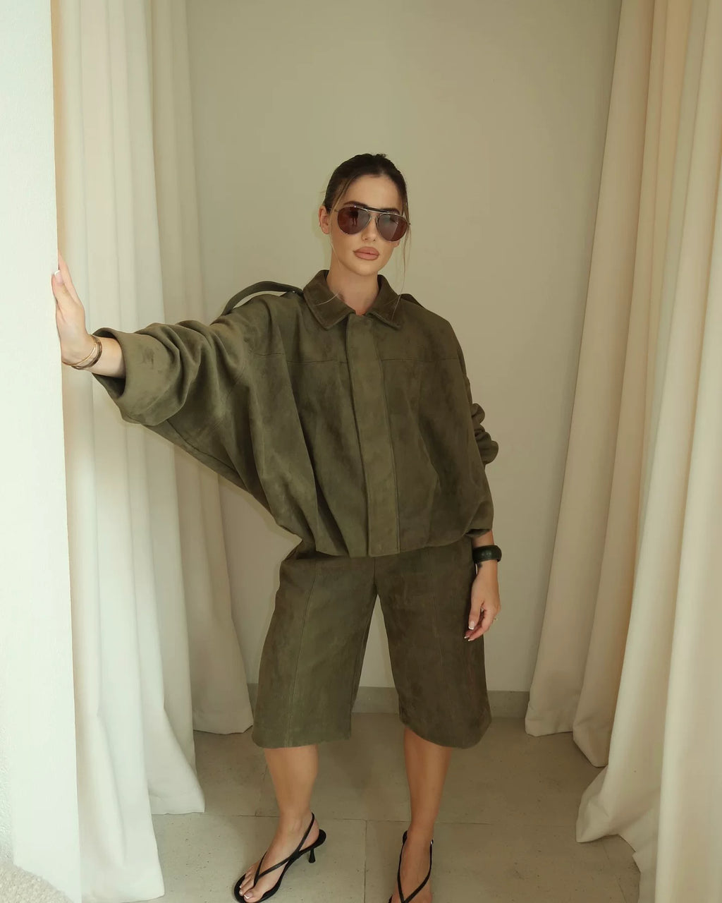 LaPose - Hadassah Oversized Faux Suede Bomber