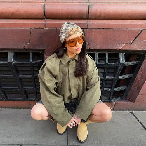 LaPose - Hadassah Oversized Faux Suede Bomber