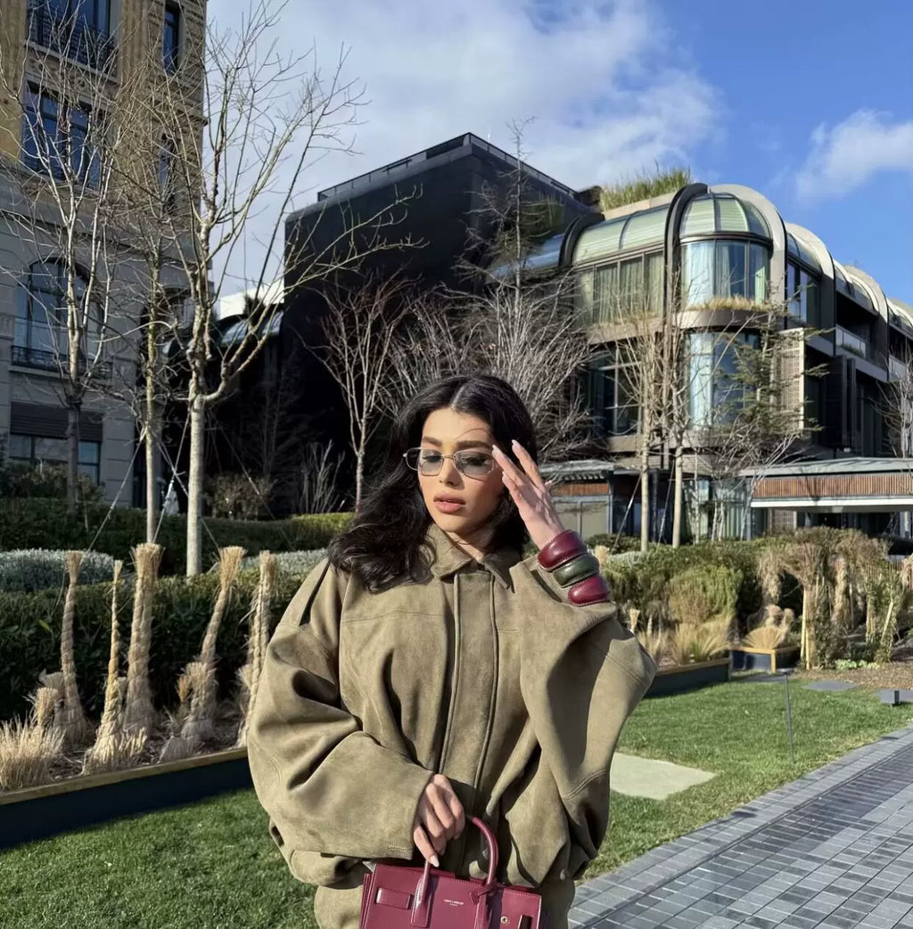 LaPose - Hadassah Oversized Faux Suede Bomber