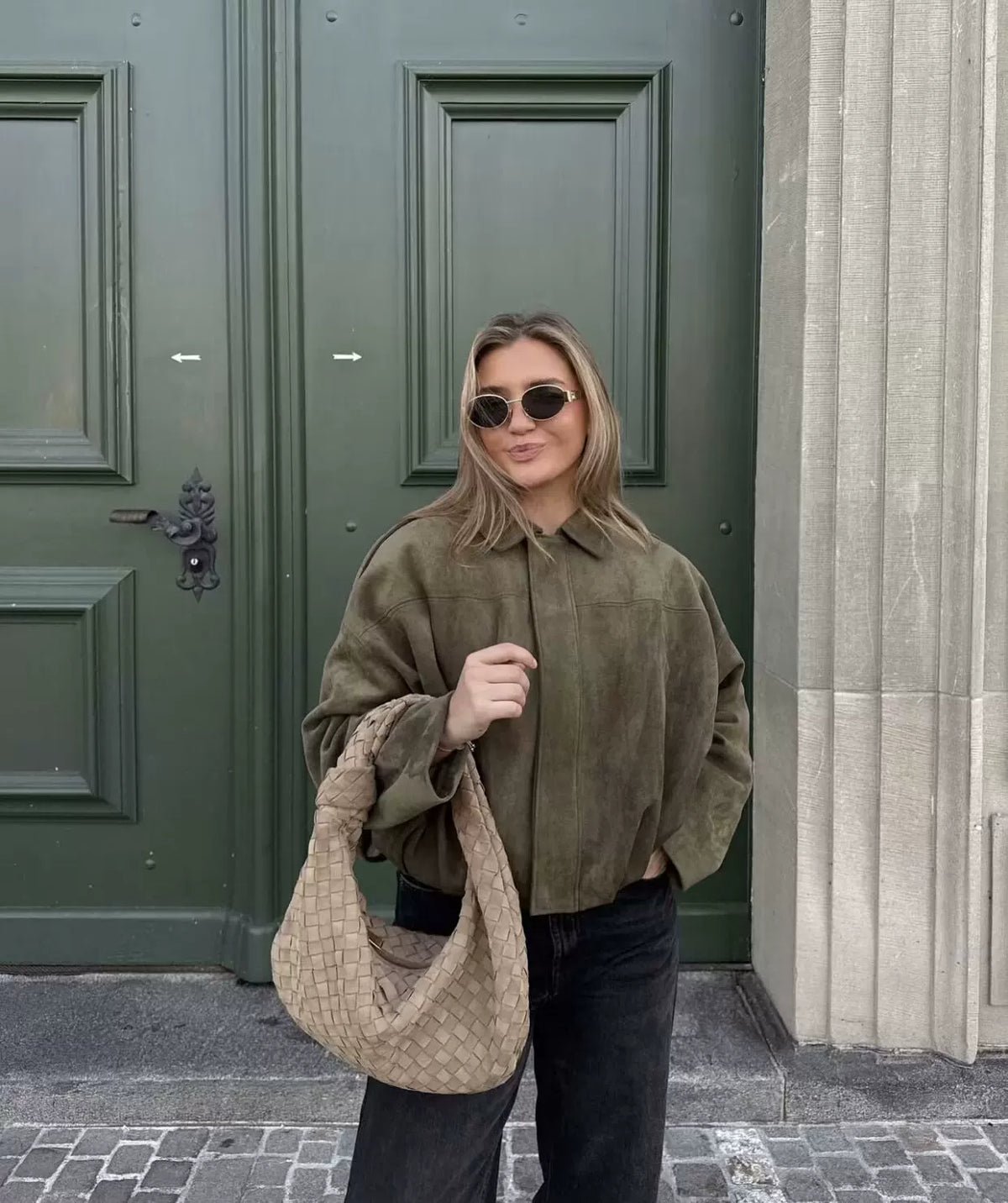 LaPose - Hadassah Oversized Faux Suede Bomber