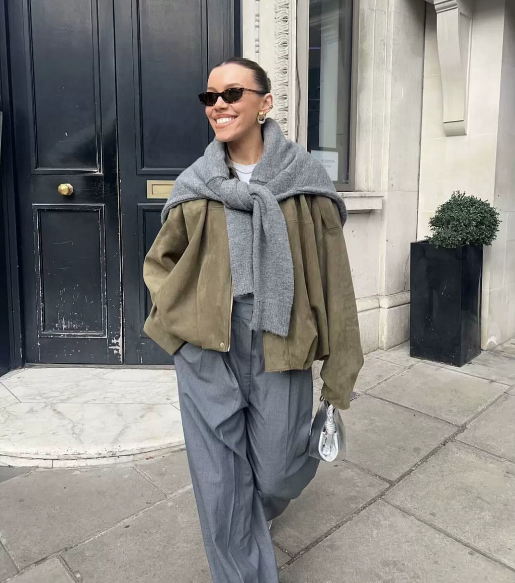 LaPose - Hadassah Oversized Faux Suede Bomber