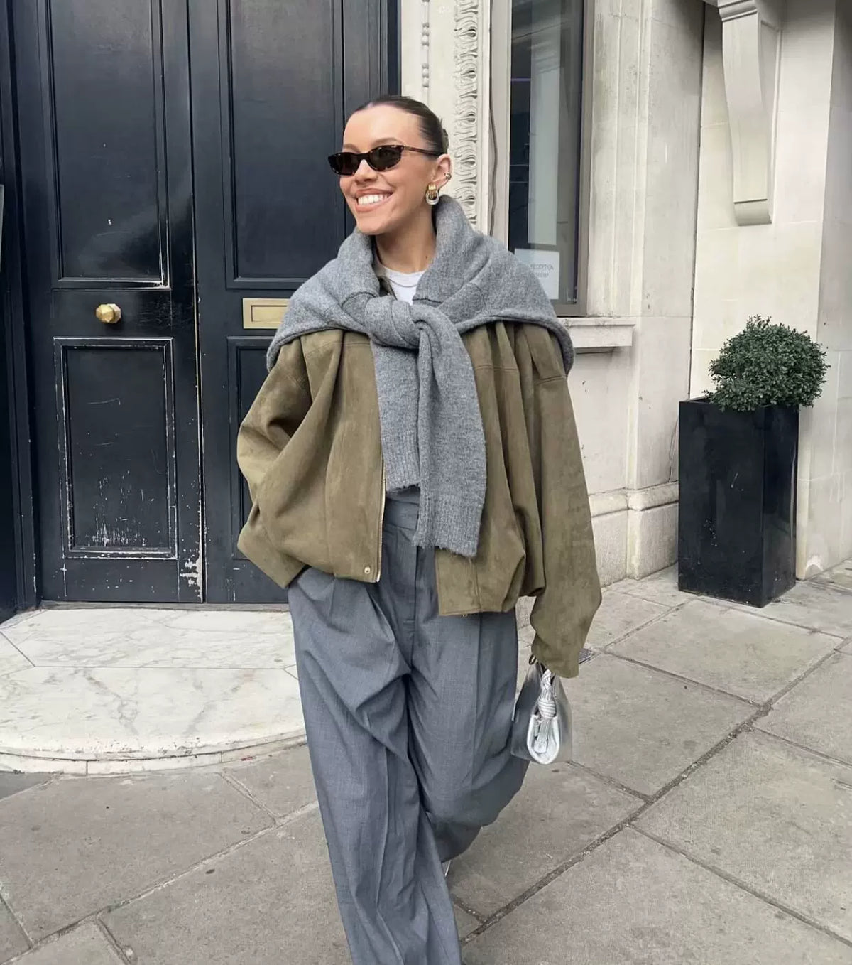 LaPose - Hadassah Oversized Faux Suede Bomber