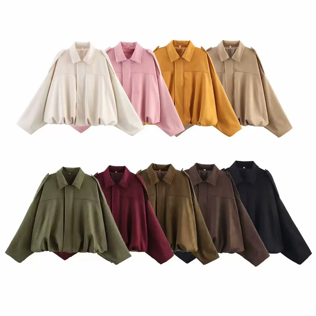 LaPose - Hadassah Oversized Faux Suede Bomber