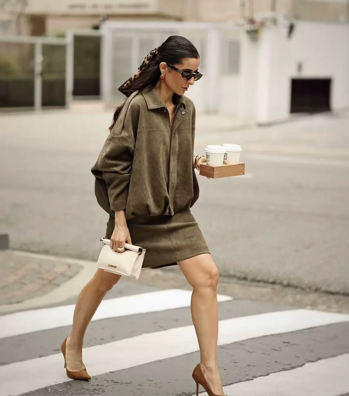 LaPose - Hadassah Oversized Faux Suede Bomber