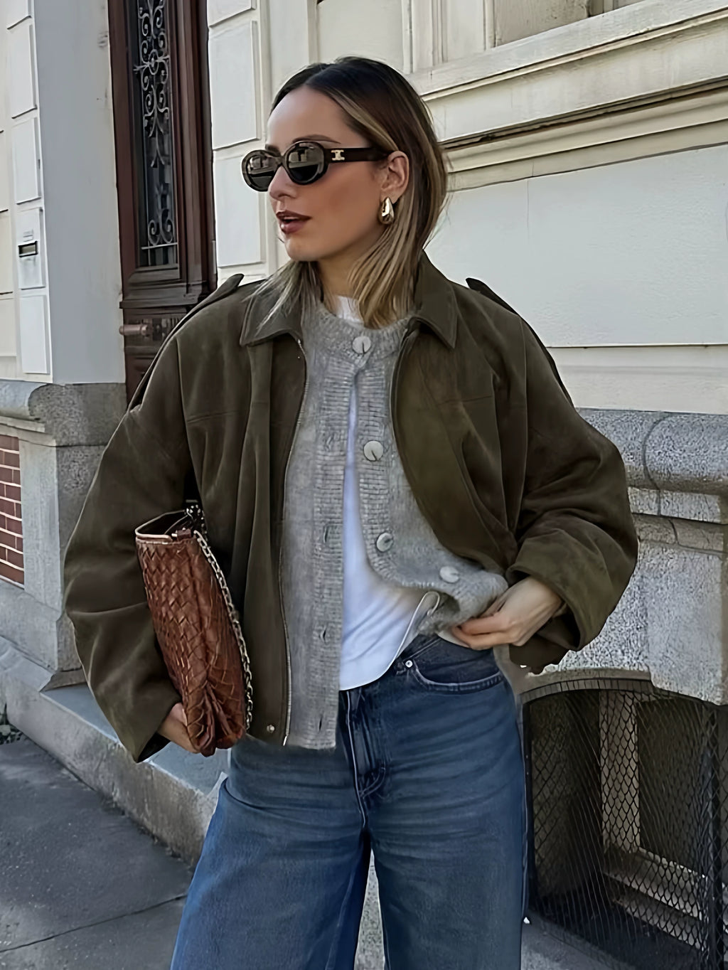 LaPose - Hadassah Oversized Faux Suede Bomber