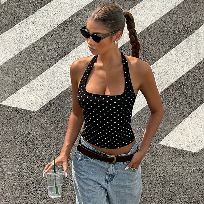 LaPose - Hadlie Polka Dot Halter Top