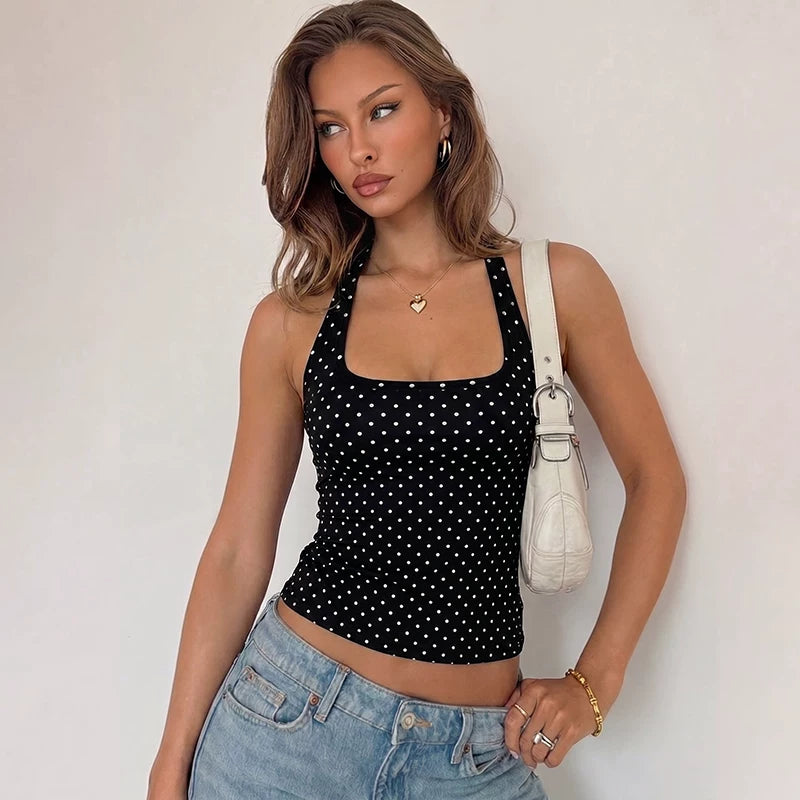 LaPose - Hadlie Polka Dot Halter Top