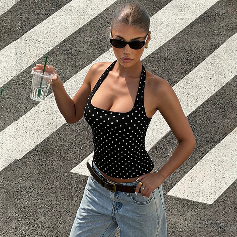 LaPose - Hadlie Polka Dot Halter Top