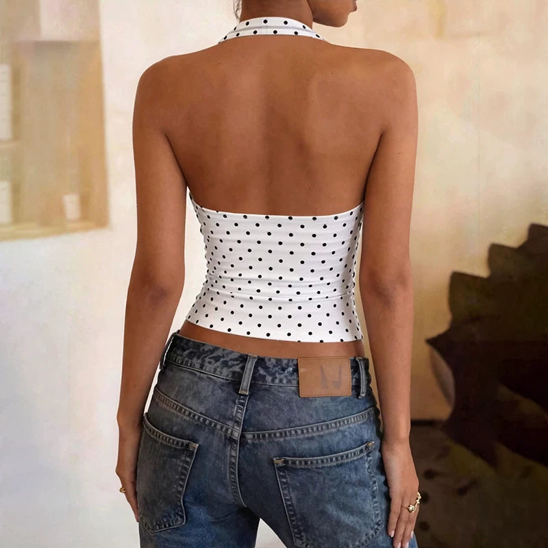LaPose - Hadlie Polka Dot Halter Top