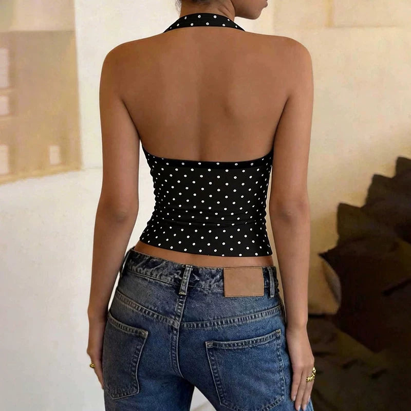 LaPose - Hadlie Polka Dot Halter Top