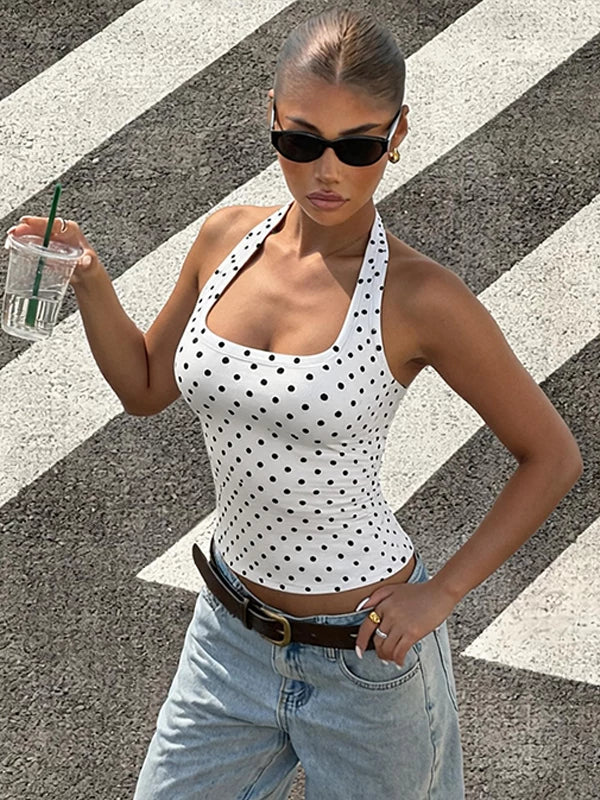 LaPose - Hadlie Polka Dot Halter Top