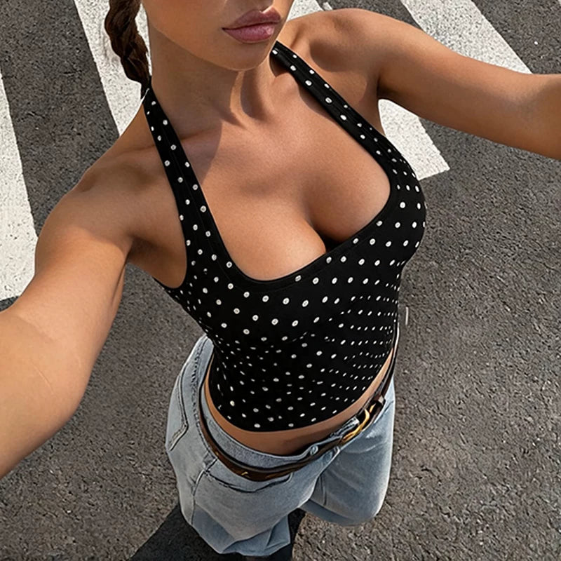 LaPose - Hadlie Polka Dot Halter Top