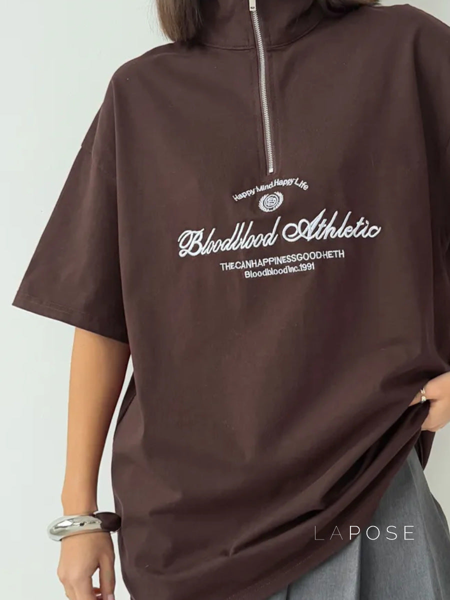 Haizlee Contrast Embroidered Polo Tee [01Z0OB8Y]