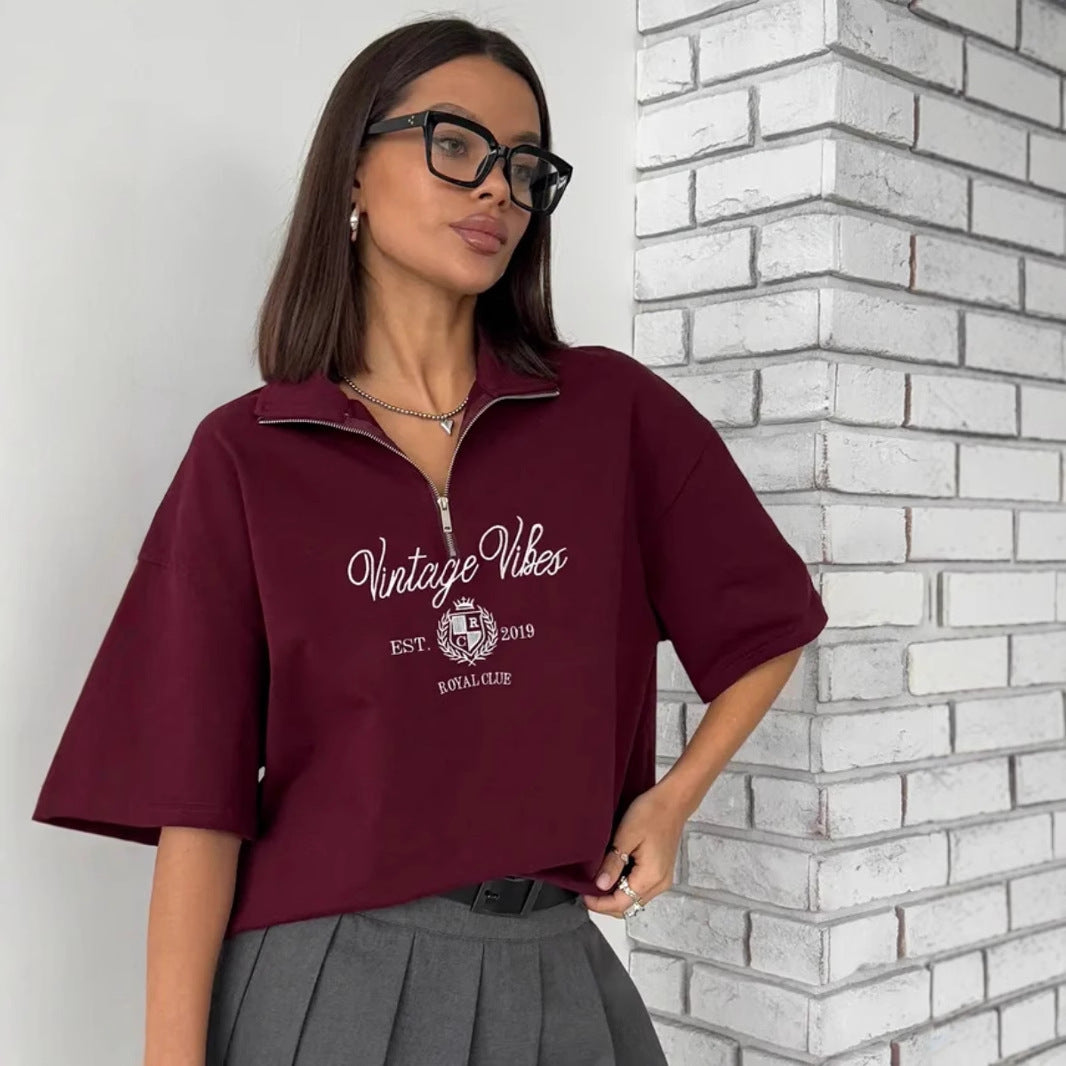 Haizlee Contrast Embroidered Polo Tee [14Q1W0F4]