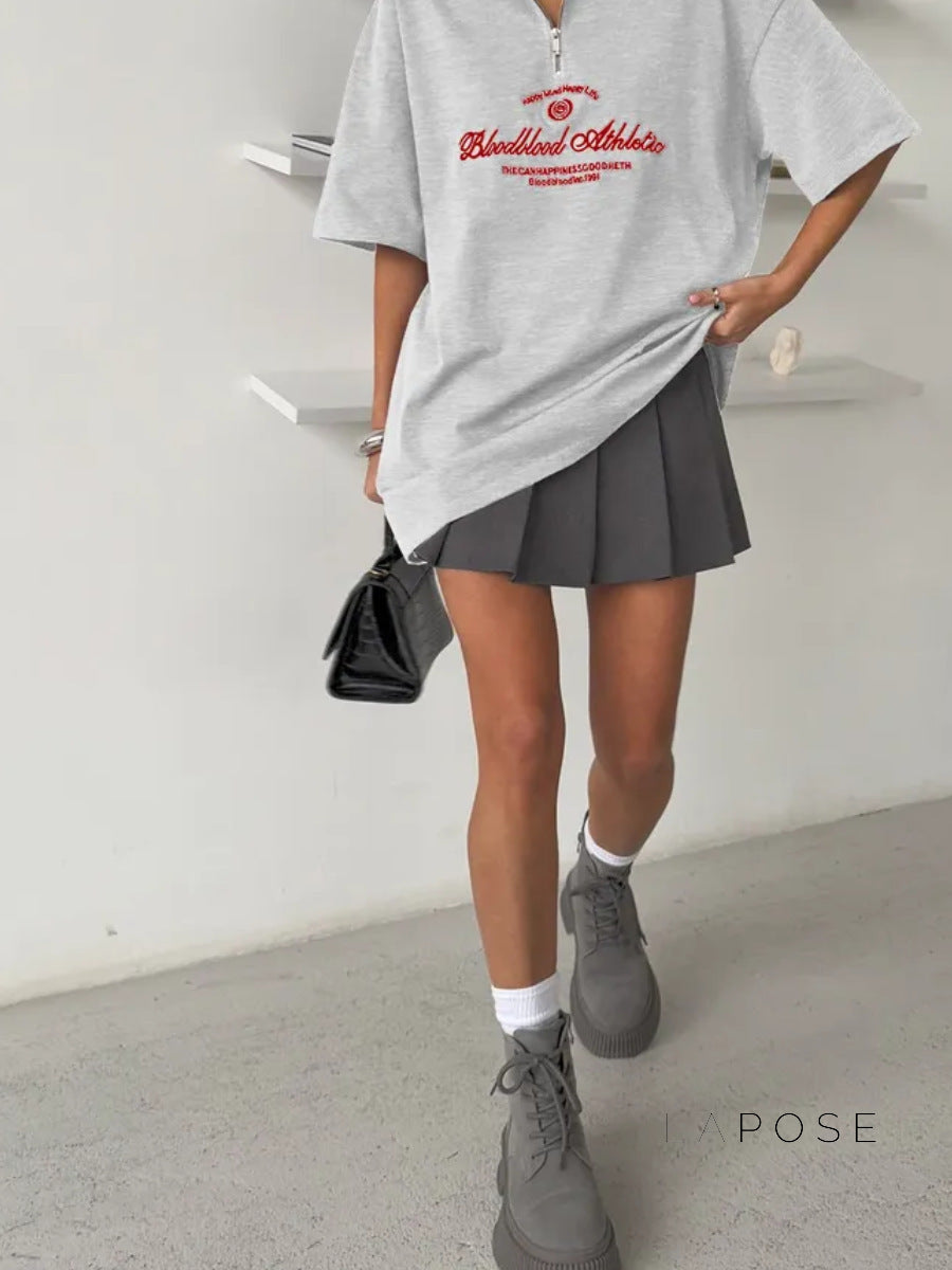 Haizlee Contrast Embroidered Polo Tee [2CMQUP58]