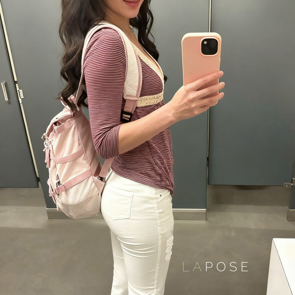 Haley Red Striped Lace Top [QE08QMHK]