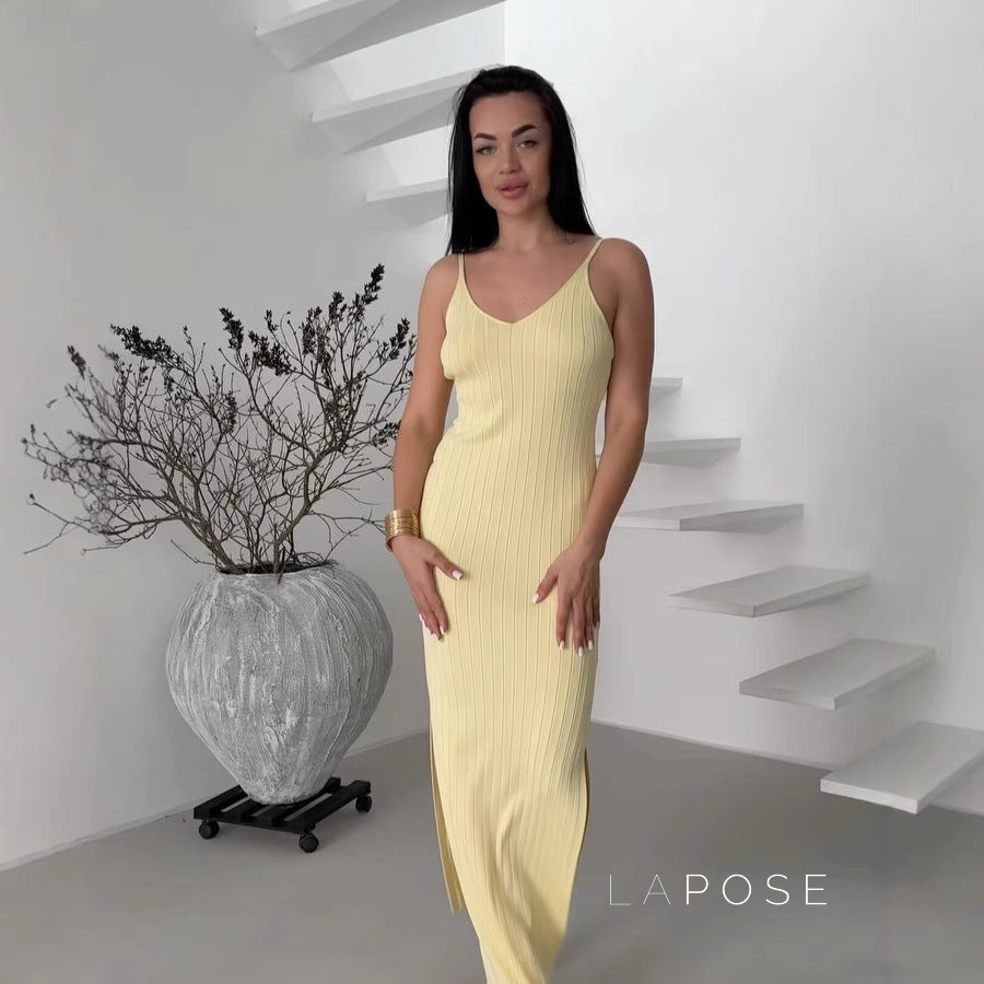 Halima Knit V-Neck Maxi Dress [ZG0R7BS2]