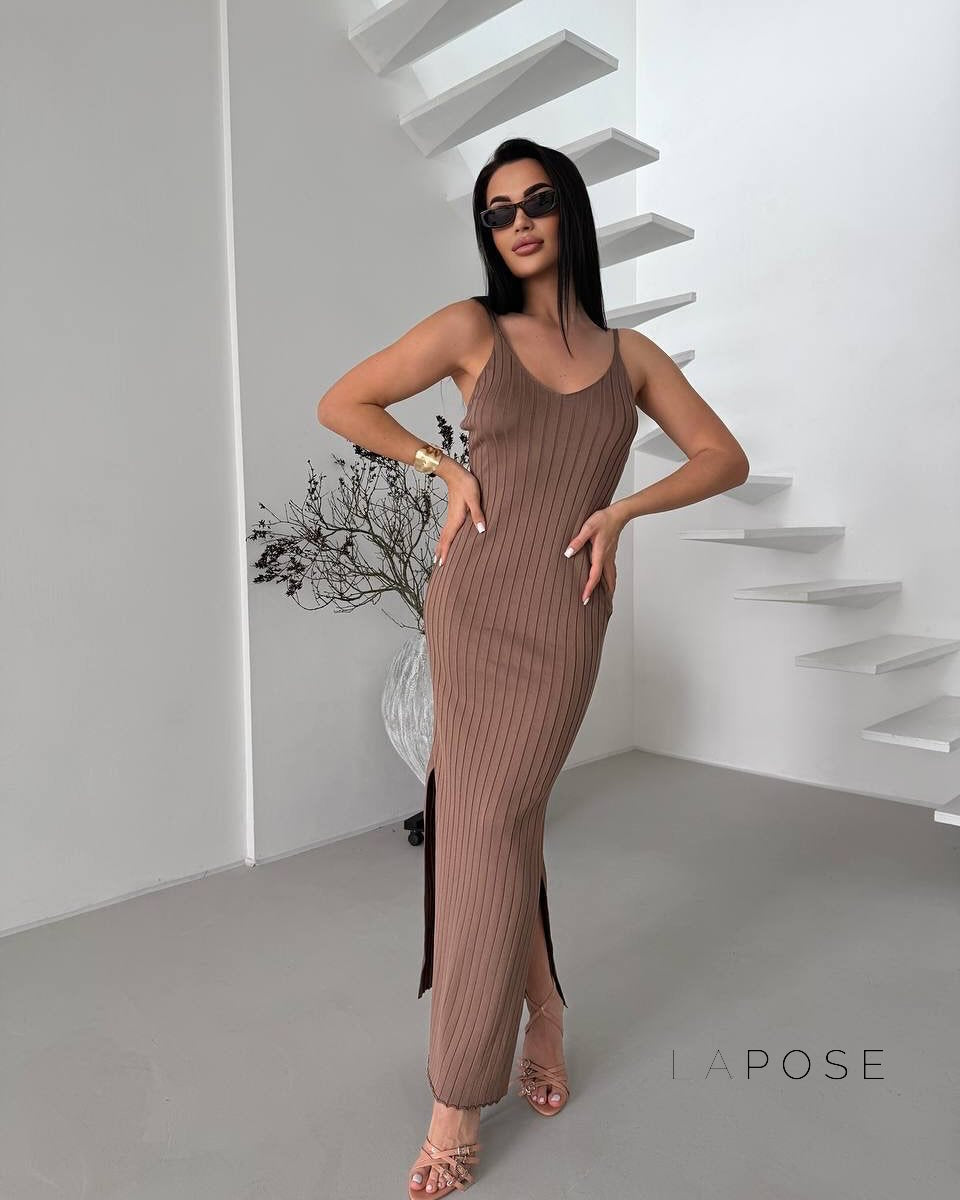Halima Knit V-Neck Maxi Dress [ZLAP2EX3]