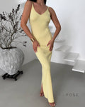 Halima Knit V-Neck Maxi Dress [R0BYNYOE]