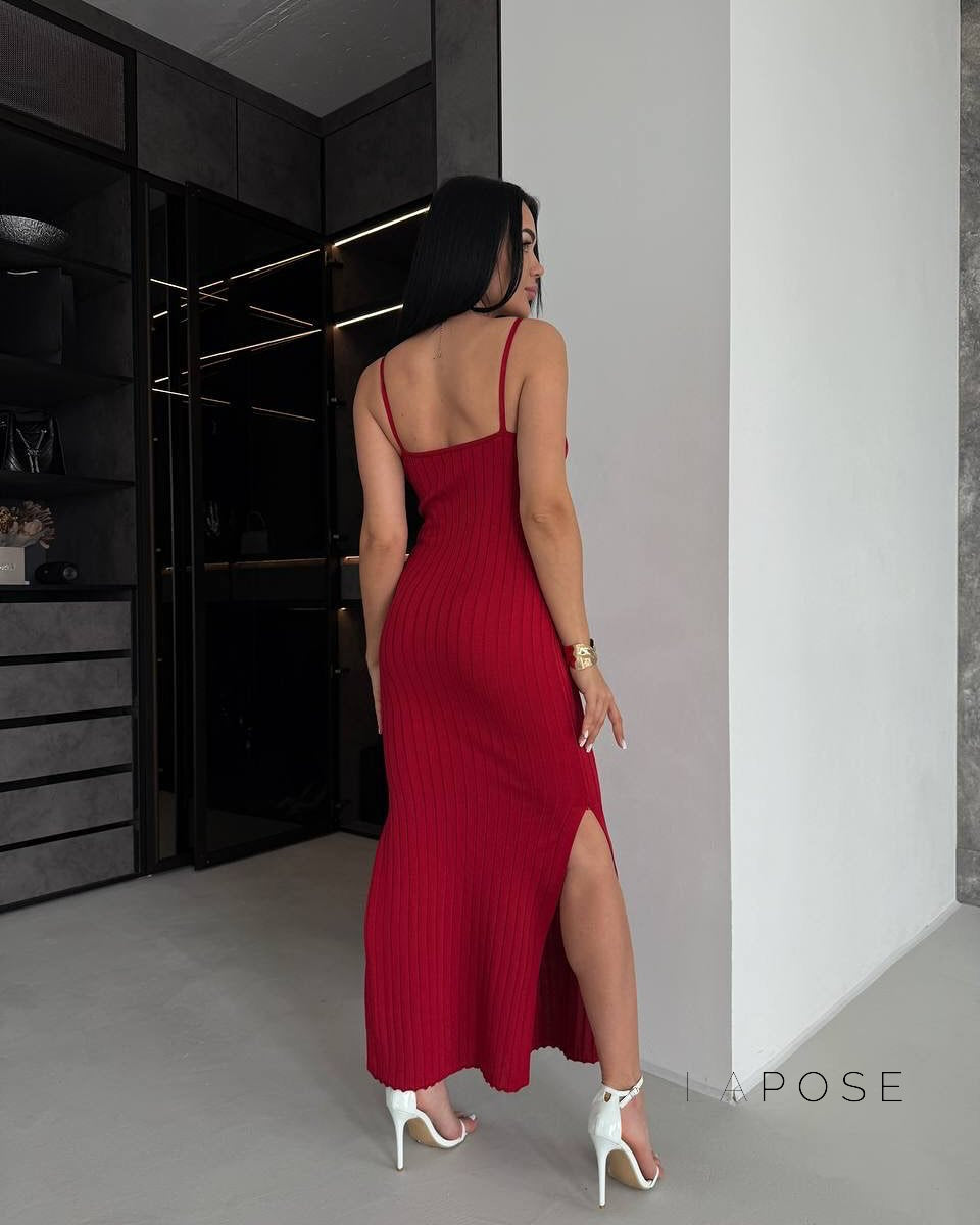 Halima Knit V-Neck Maxi Dress [7AONZ5E7]