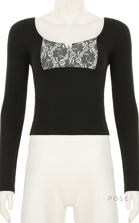 Hallee Layered Lace Long Sleeve Top [RI7MK0HV]
