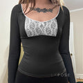 Hallee Layered Lace Long Sleeve Top [8AY4ZKKY]