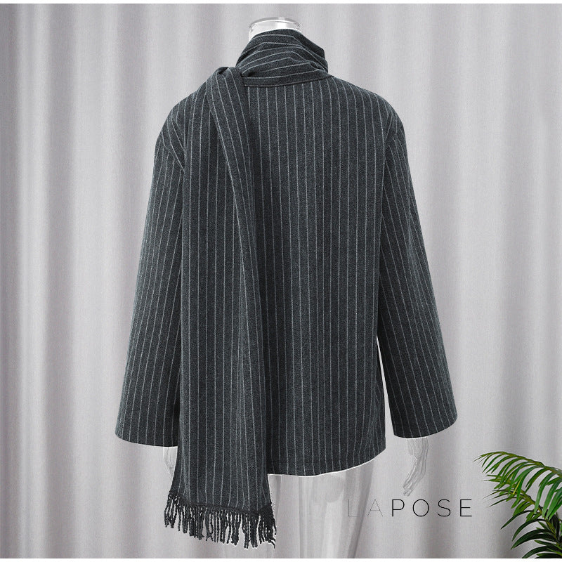 Hallee Striped Fringe Coat [7N7NC6SL]