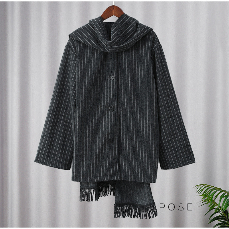 Hallee Striped Fringe Coat [0IIXF0HT]