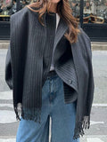 Hallee Striped Fringe Coat [RHNMXM6I]