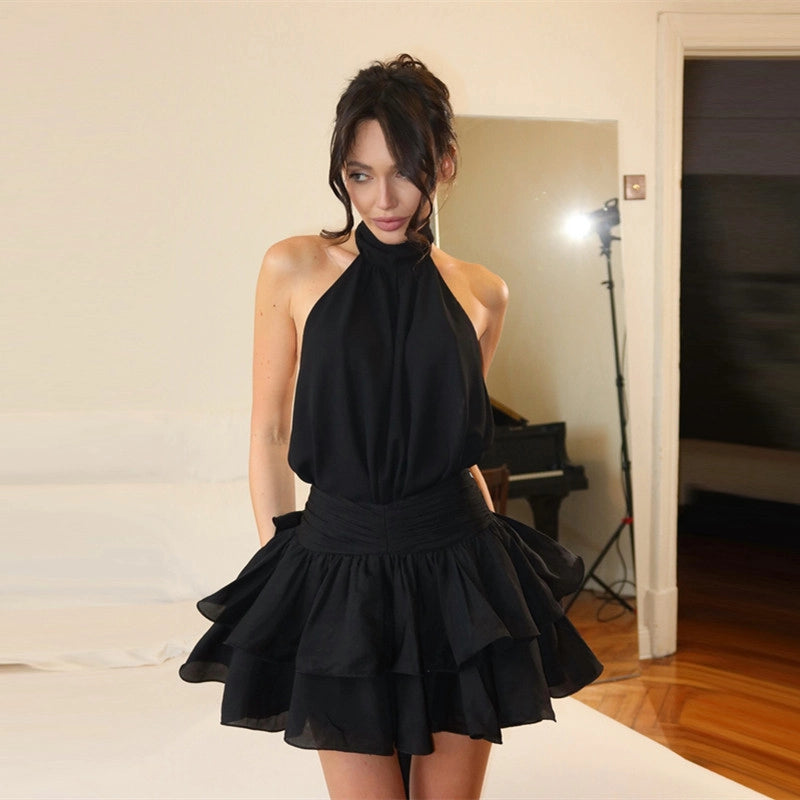 Halter Neck Puffy Mini Dress [1P7HQMWS]