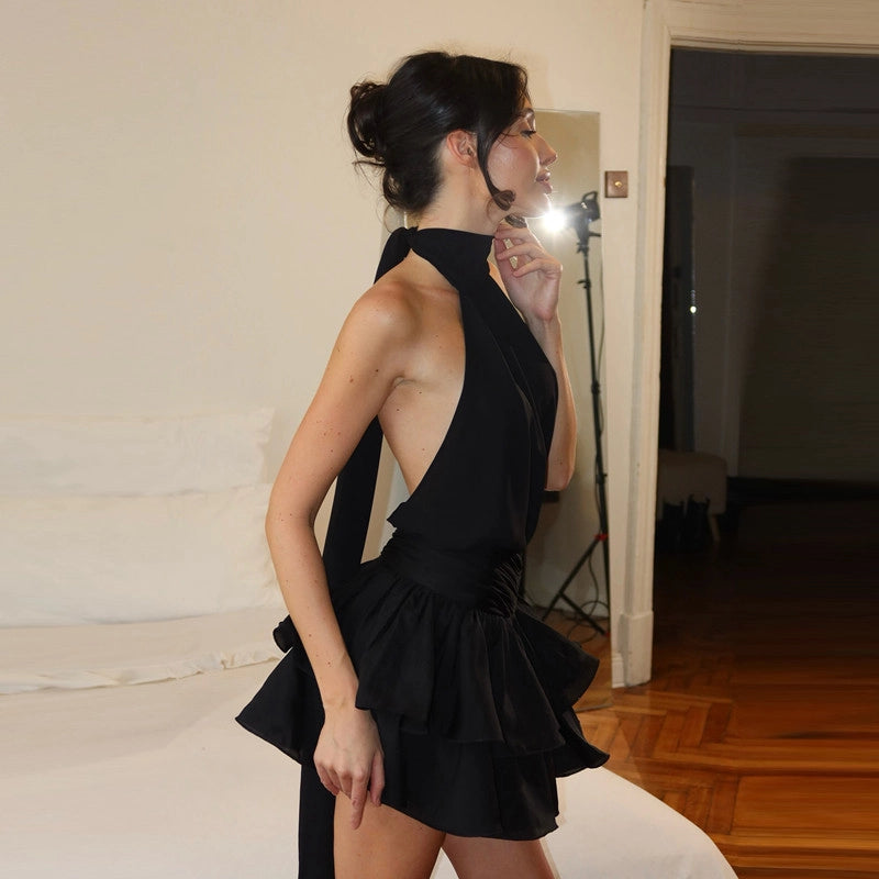 Halter Neck Puffy Mini Dress [46VXLOTB]