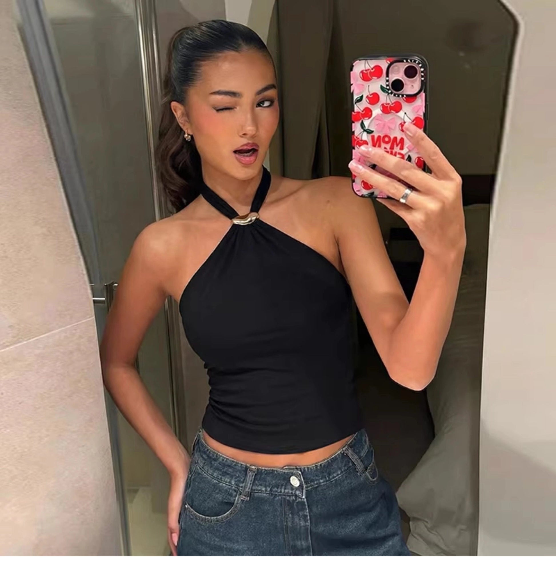 Halter Tie-Up Backless Tank Top [FAF8VZ86]