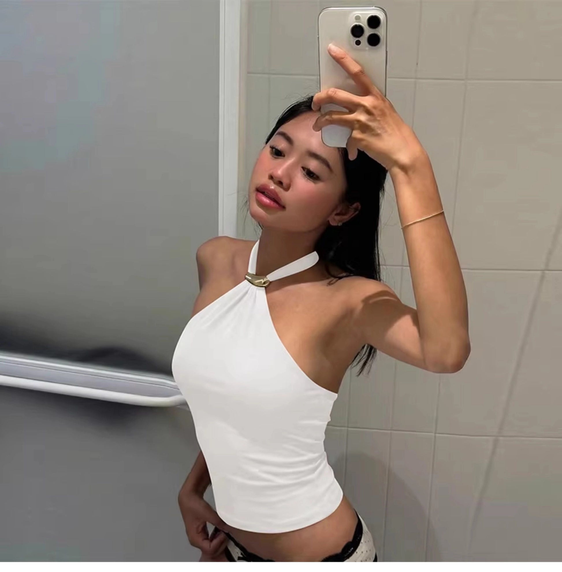 Halter Tie-Up Backless Tank Top [Q8HYU0Z6]