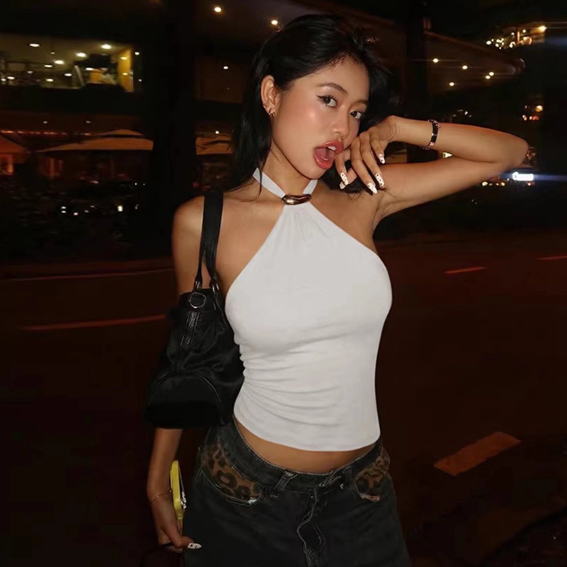 Halter Tie-Up Backless Tank Top [RAO667FG]