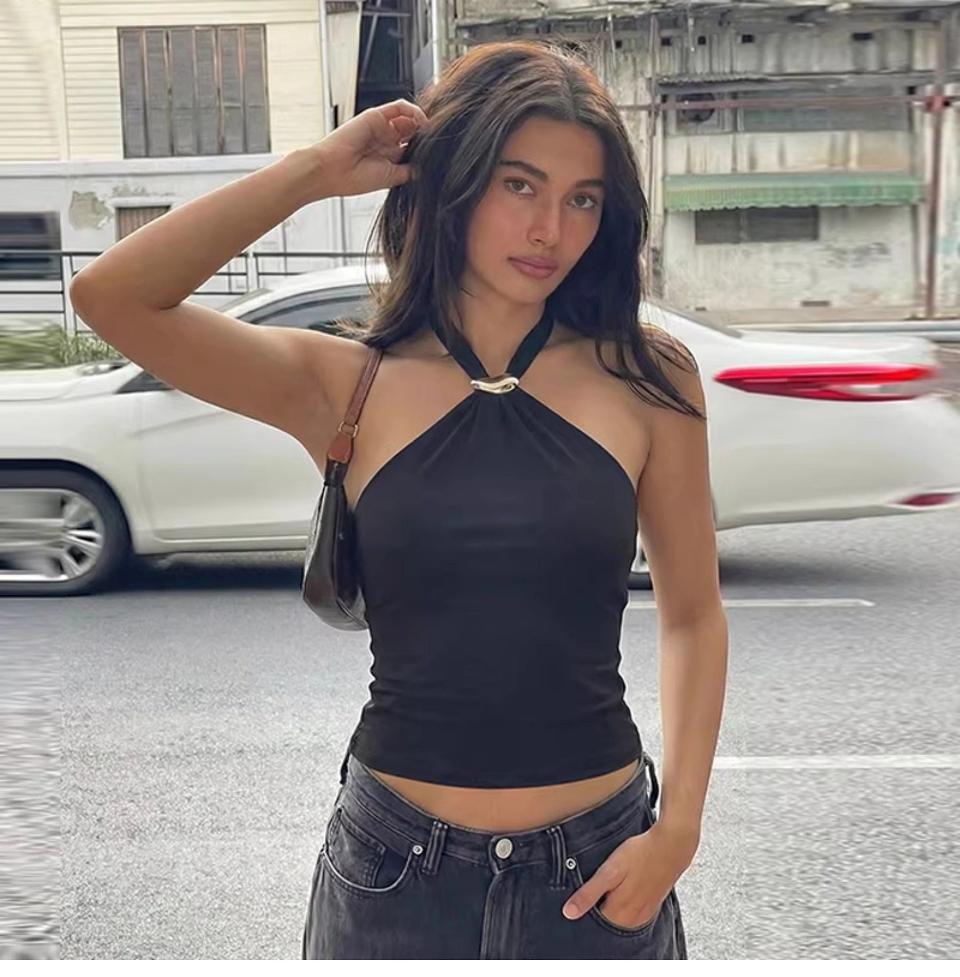 Halter Tie-Up Backless Tank Top [IW0AJN1V]