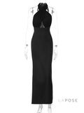 Haniya Halter Backless Maxi Dress [FQTVATBO]