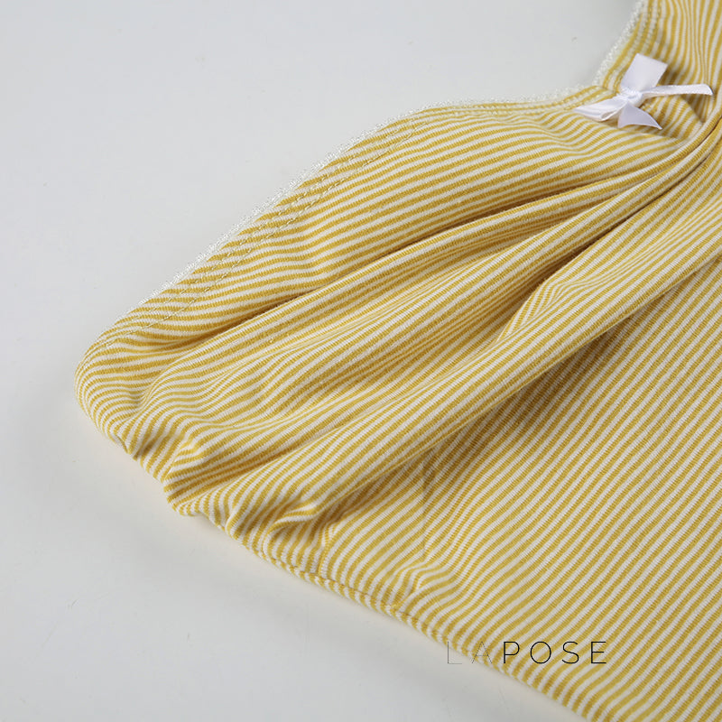 Hannah Pinstripe Pleated Tube Top [H7DHD3LC]