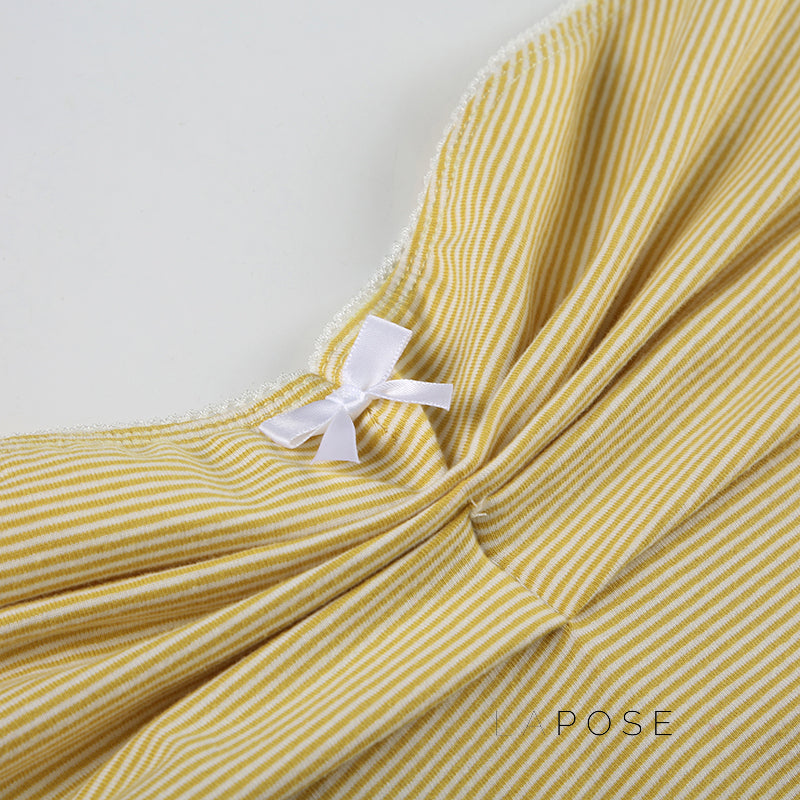 Hannah Pinstripe Pleated Tube Top [853TNL36]