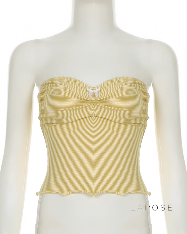 Hannah Pinstripe Pleated Tube Top [XLJS2U85]