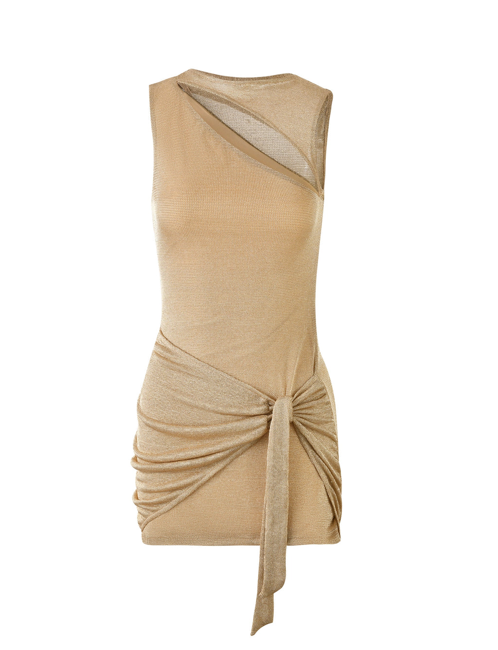 LaPose Hareem Metallic Cut Out Mini Dress - Gold