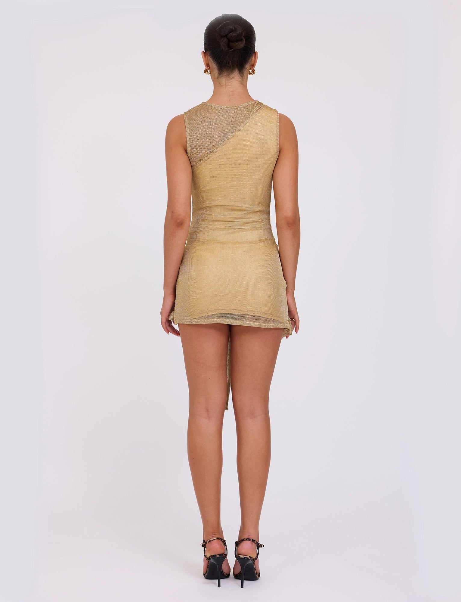LaPose Hareem Metallic Cut Out Mini Dress - Gold