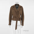 Hareem Suede Double-Breasted Jacket [UQ037WZU]