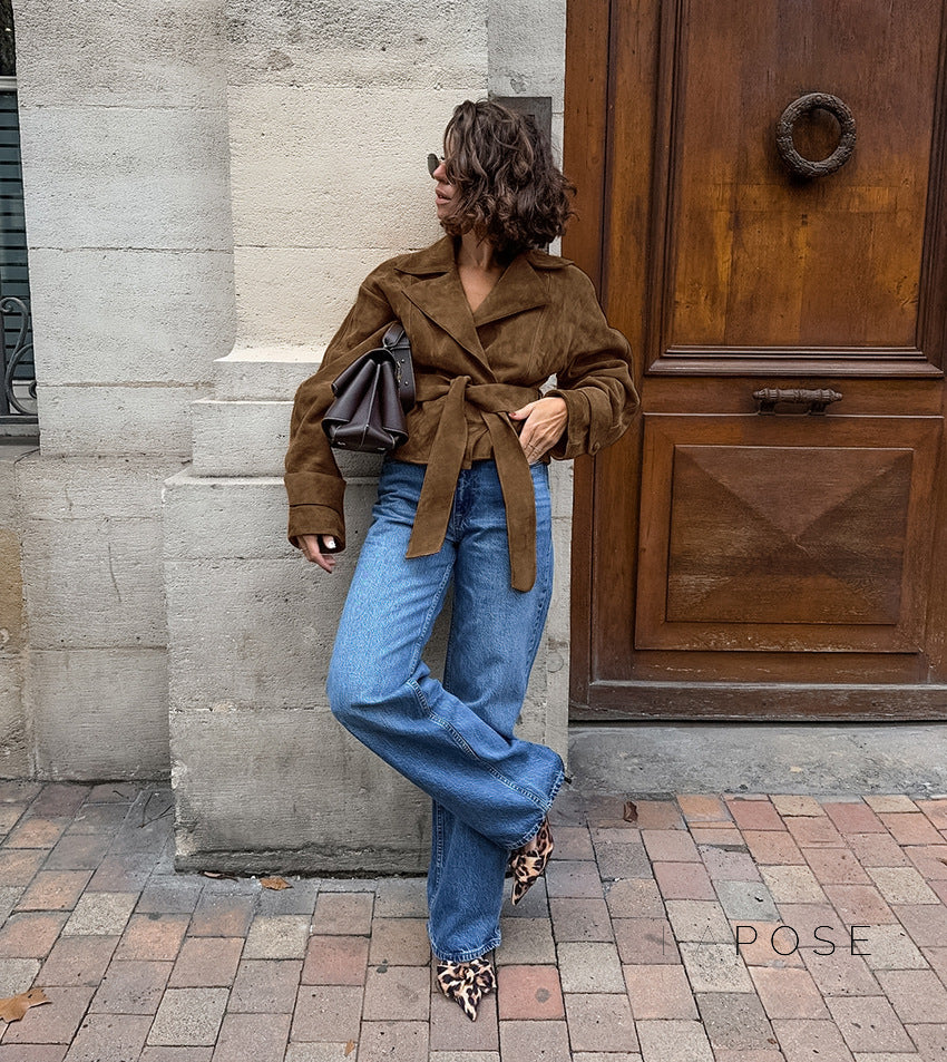 Hareem Suede Double-Breasted Jacket [HXV1SP8S]
