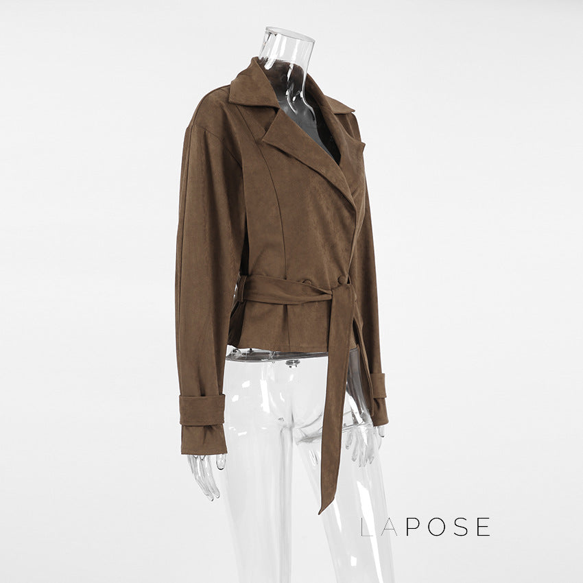 Hareem Suede Double-Breasted Jacket [CWURT32C]