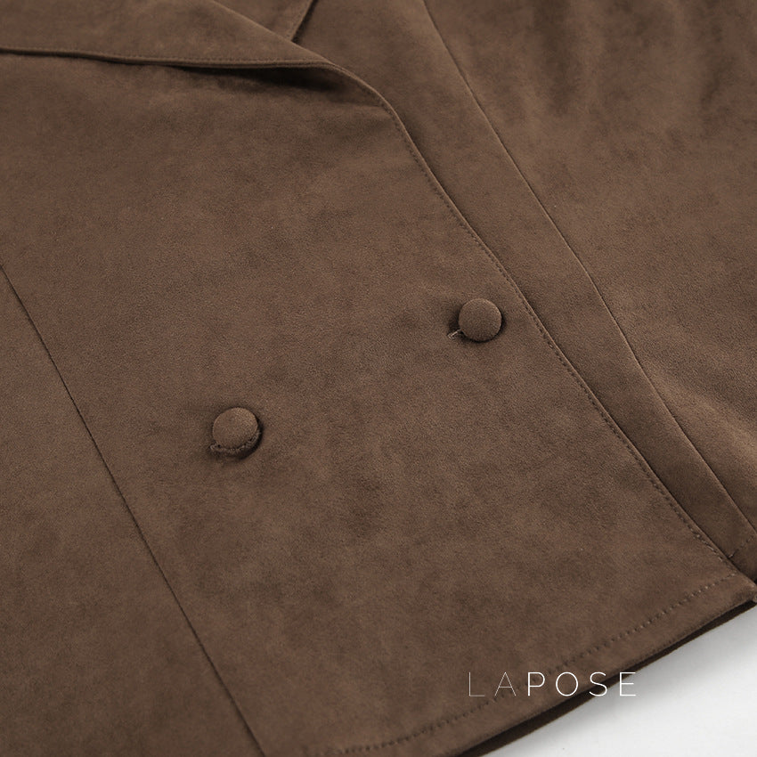 Hareem Suede Double-Breasted Jacket [6VUL9UVQ]