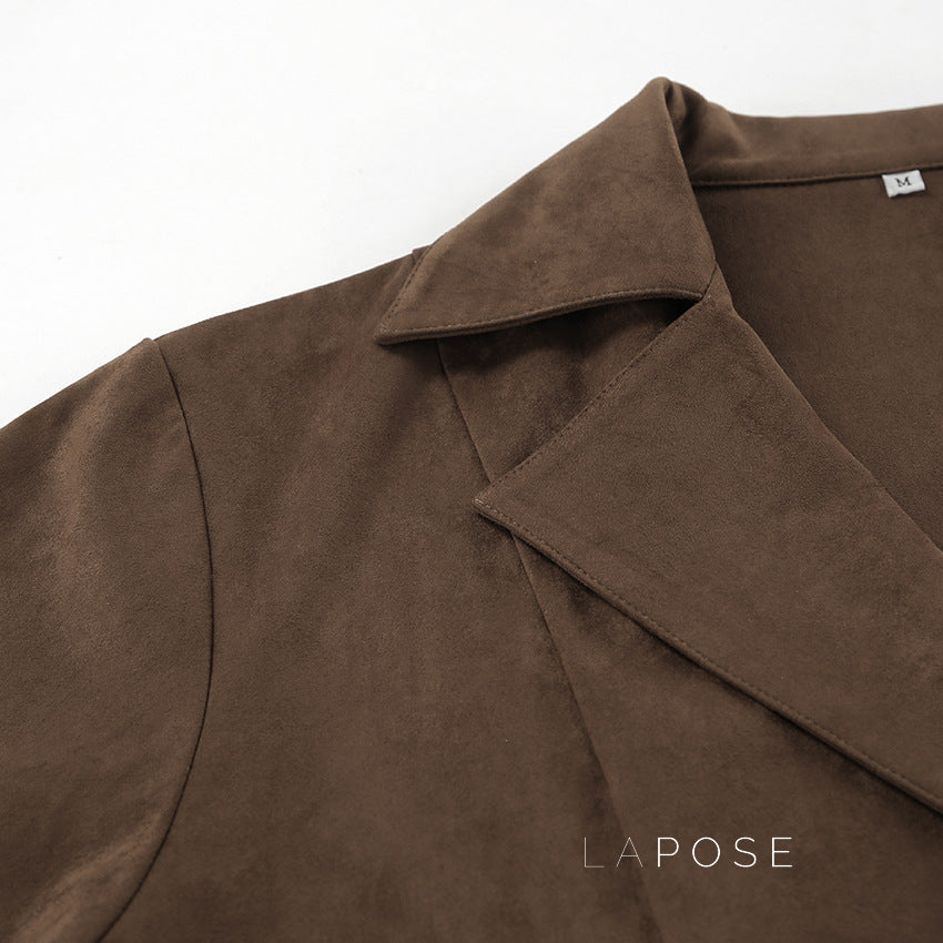 Hareem Suede Double-Breasted Jacket [U69Q35XN]