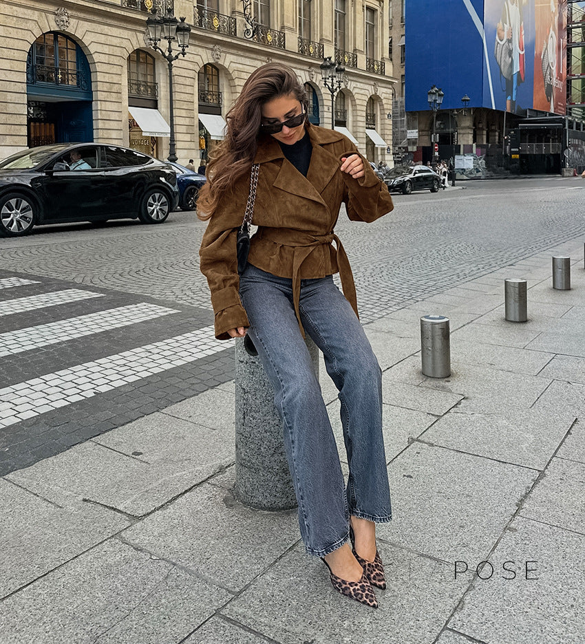 Hareem Suede Double-Breasted Jacket [P9MDK3FI]