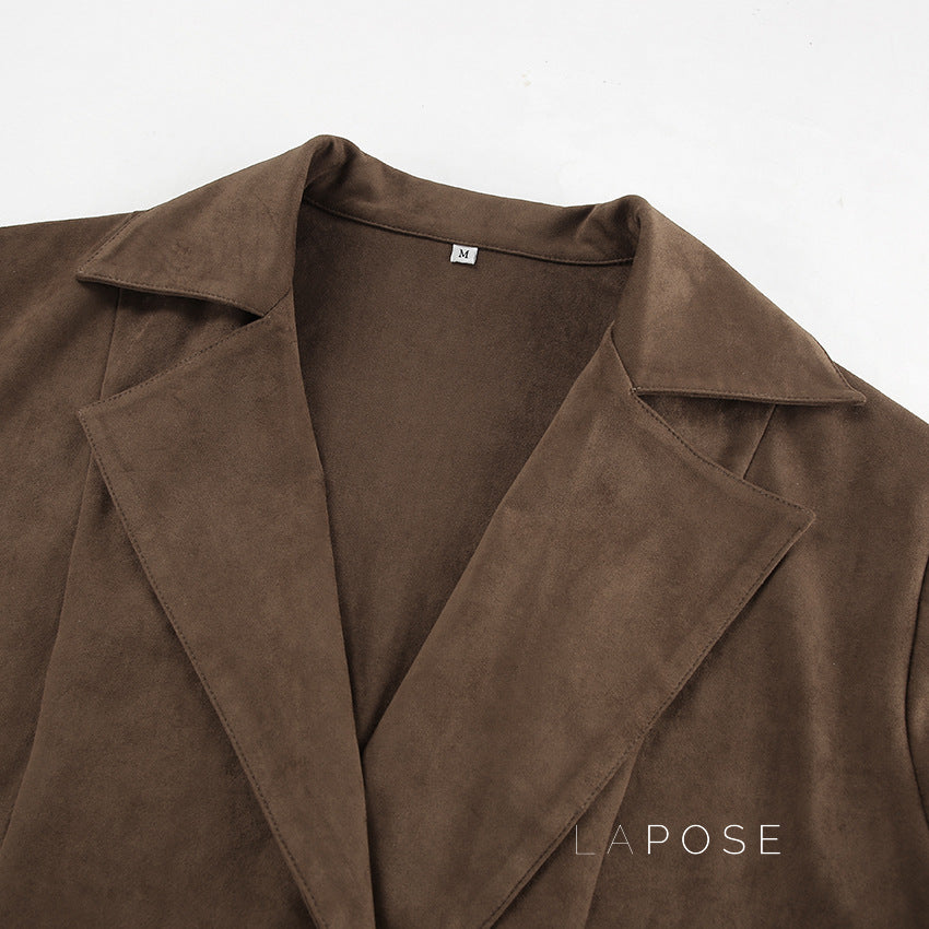 Hareem Suede Double-Breasted Jacket [2MUHERGZ]