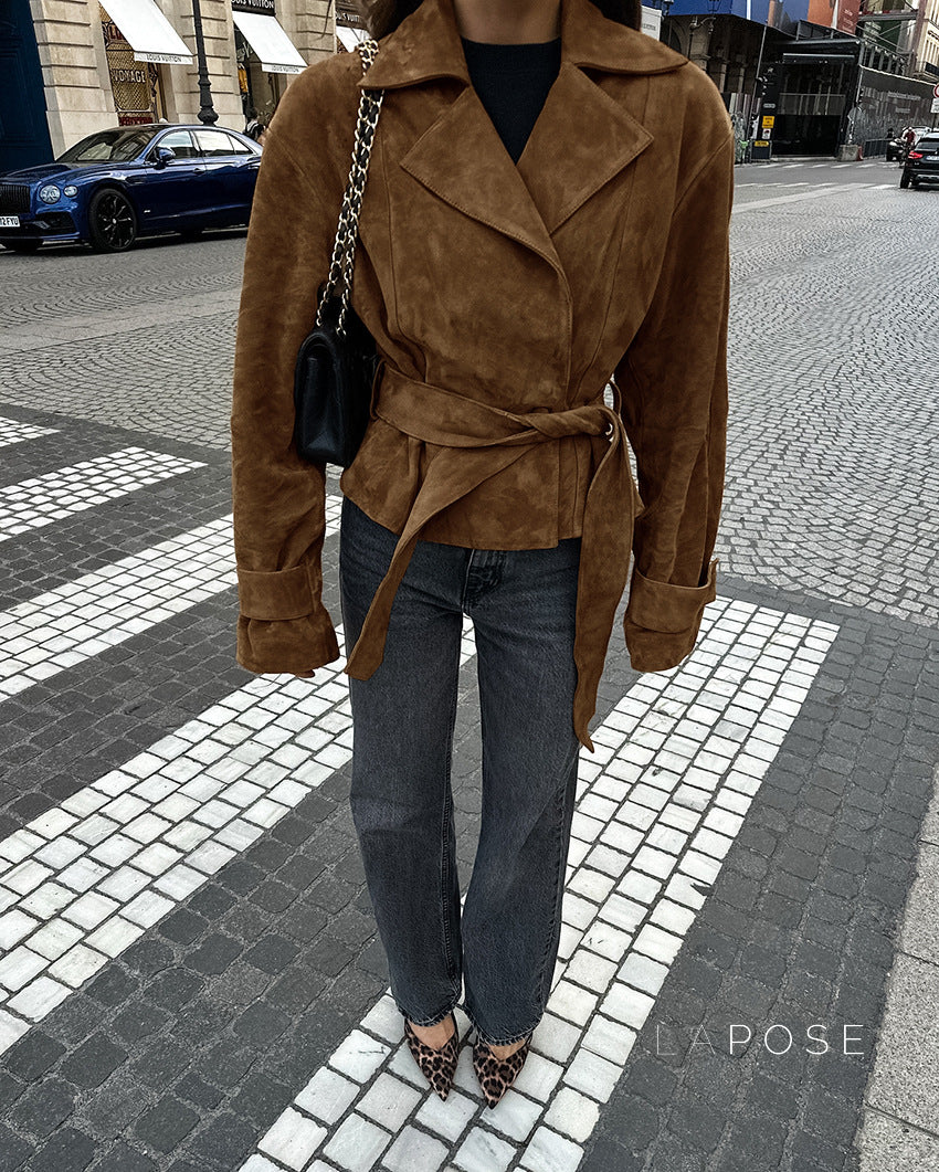 Hareem Suede Double-Breasted Jacket [JBDF1X3O]