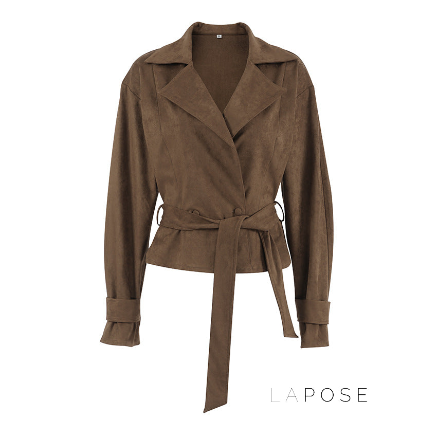 Hareem Suede Double-Breasted Jacket [TRUB18R3]